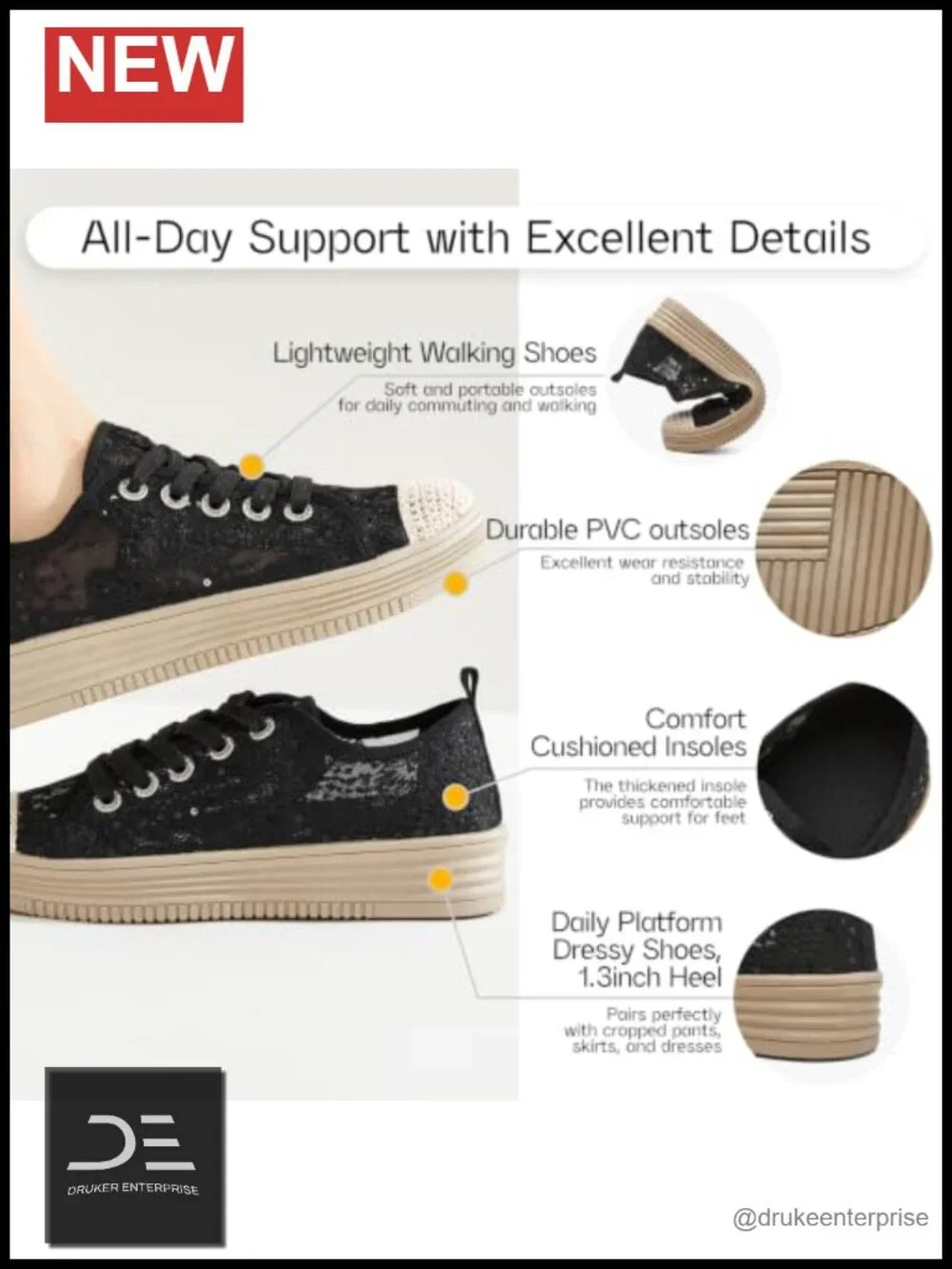 Women's Mesh Slip On Flats Espadrilles Platform Lace Sneakers Breathable